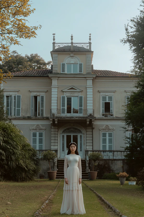 Ethereal Woman in Classical Architecture