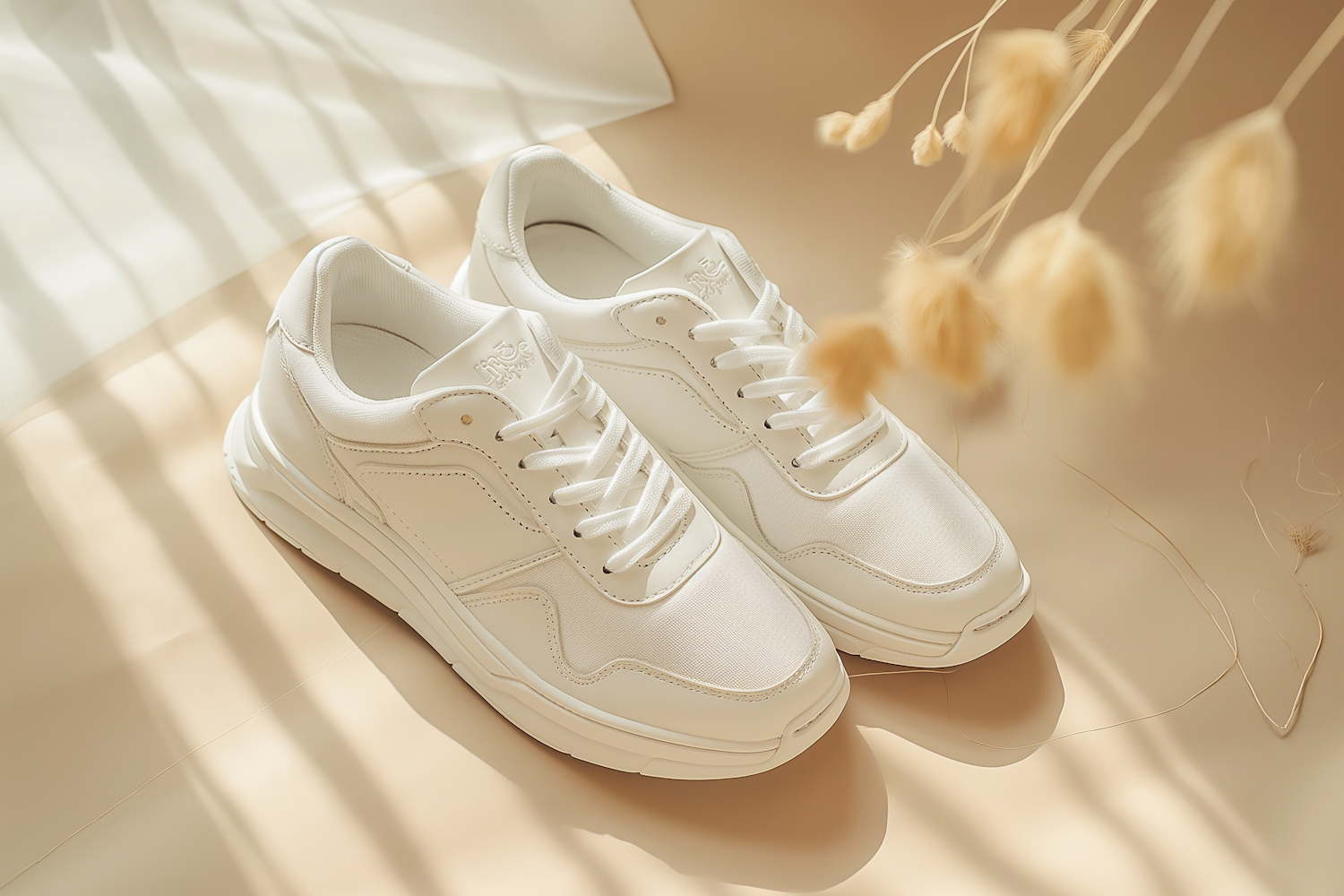 Pristine White Sneakers with Soft Shadows