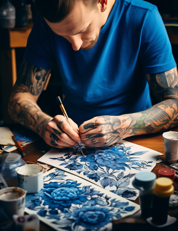 The Tattooed Painter in Blue