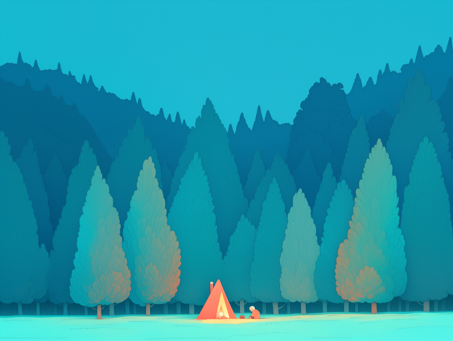 Serene Forest Camping Scene