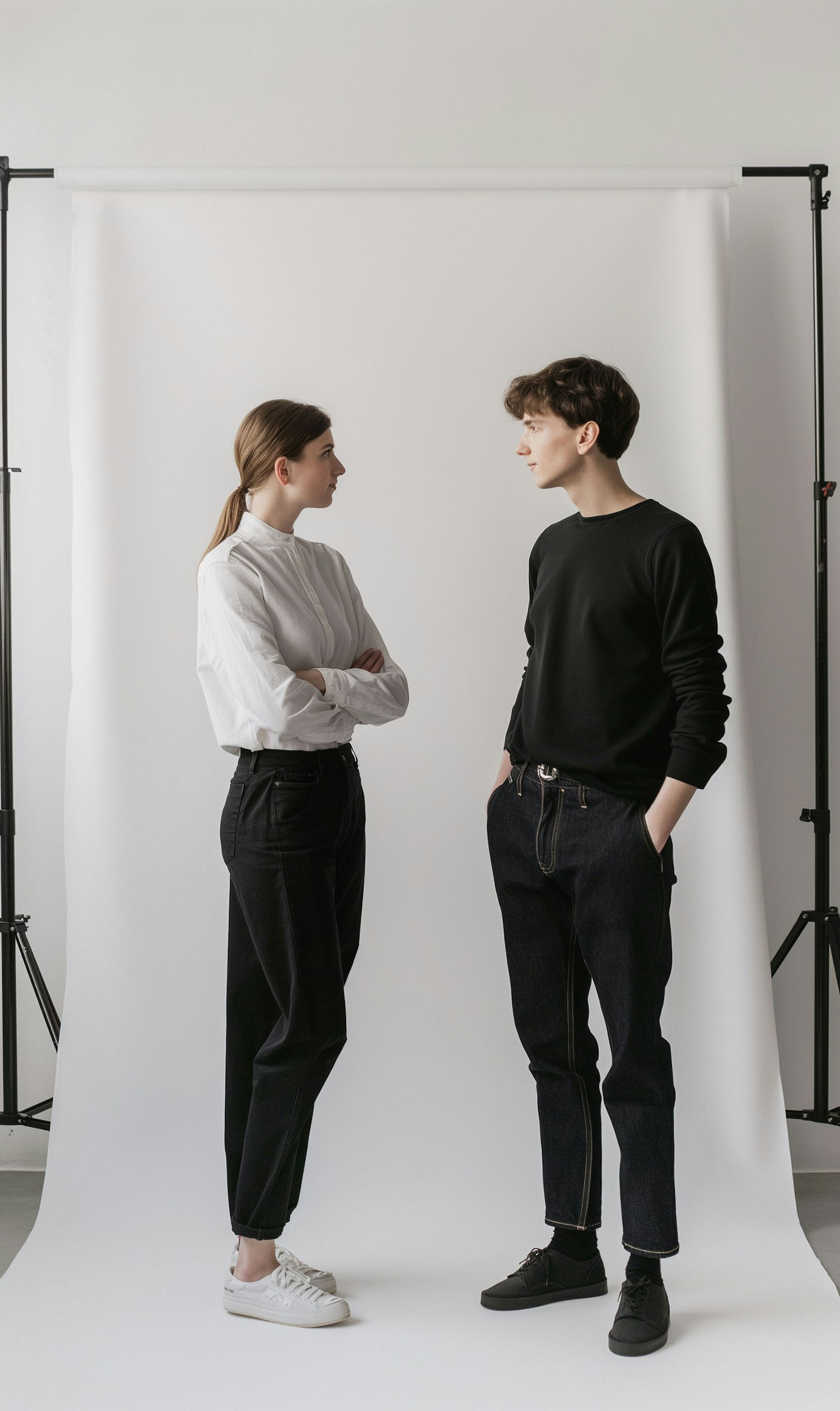 Smartly Dressed Young Adults in Photo Studio