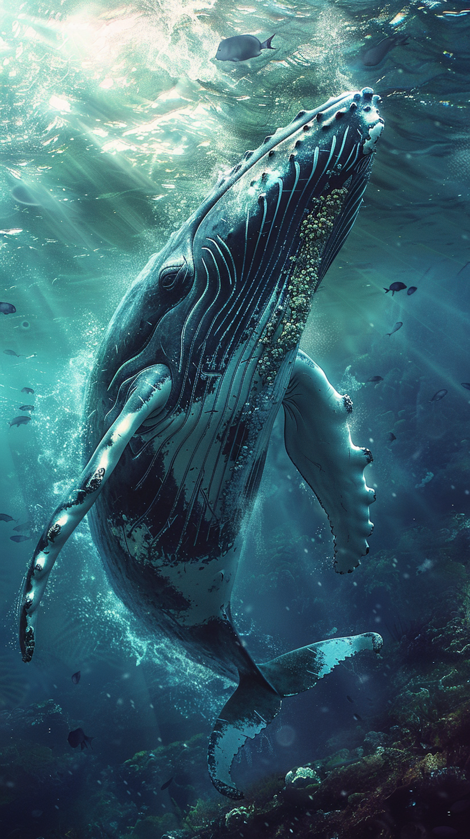 Majestic Humpback Whale Underwater