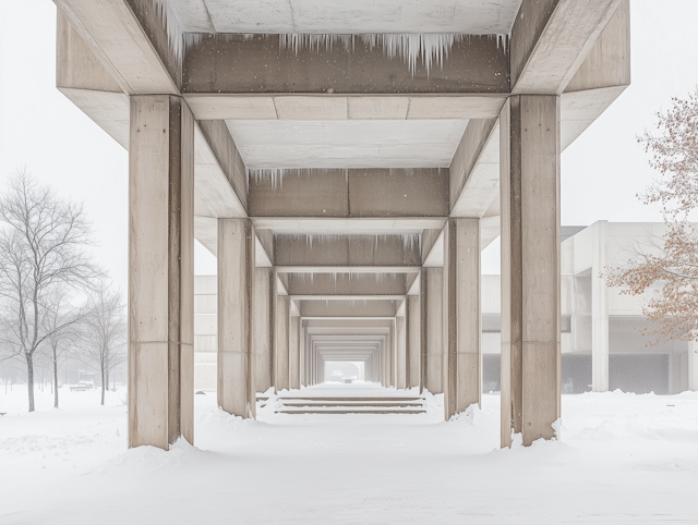 Symmetrical Winter Walkway