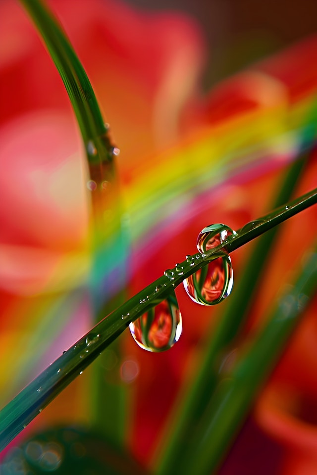 Macro Shot of Grass with Water Droplets