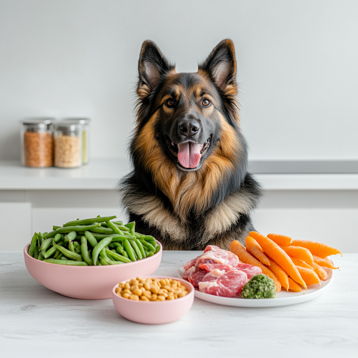 German Shepherd with Healthy Pet Food