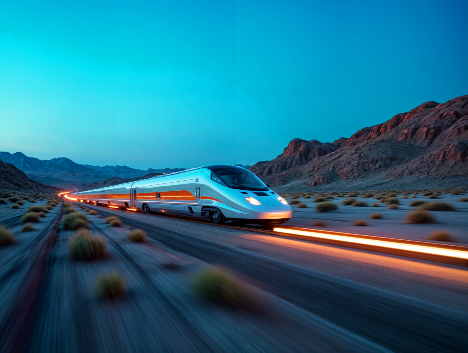 High-Speed Train in Desert