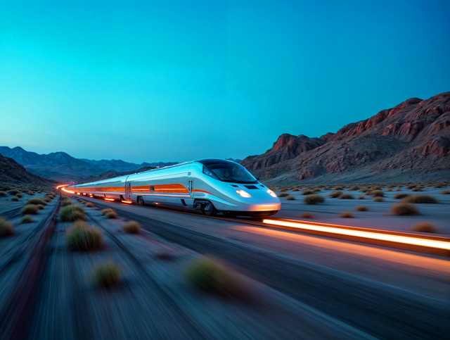 High-Speed Train in Desert