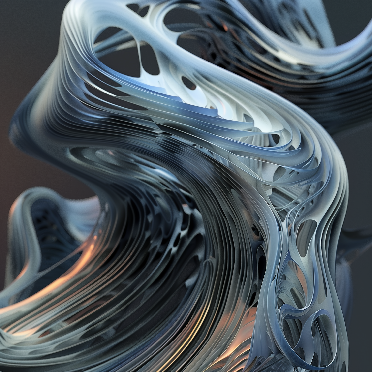 Metallic Fluidity Abstract Art