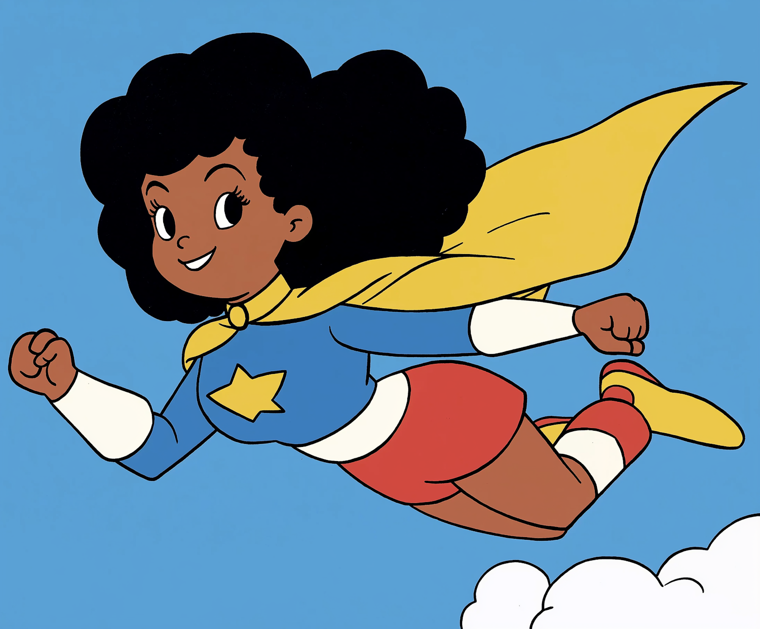 Cartoon Female Superhero in Flight