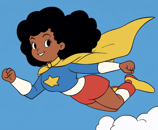 Cartoon Female Superhero in Flight