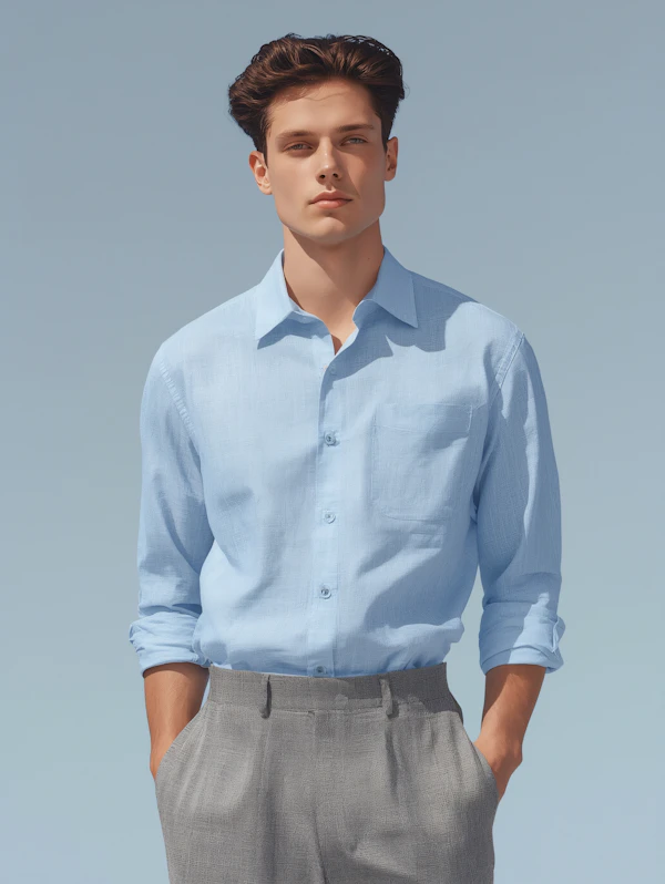 Man in Blue Shirt Outdoors
