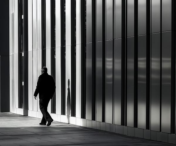 Solitary Figure Amongst Light and Shadow