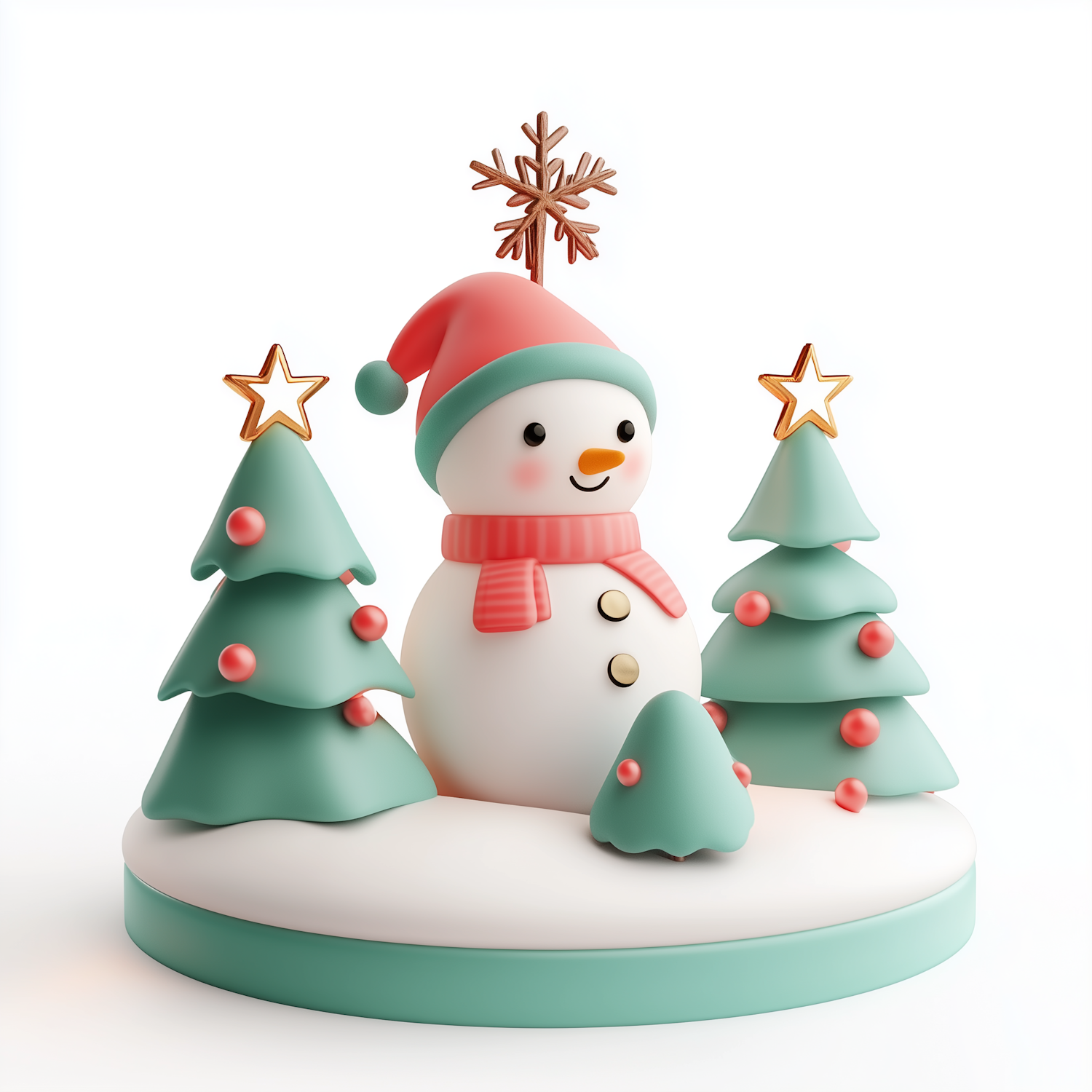 Charming Snowman with Christmas Trees