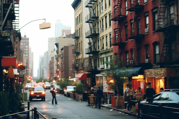 Dusk Commotion in Historic Cityscape