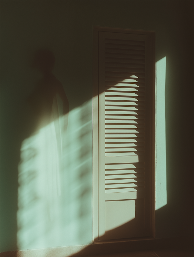 Shadow on Wall with Louvered Shutters