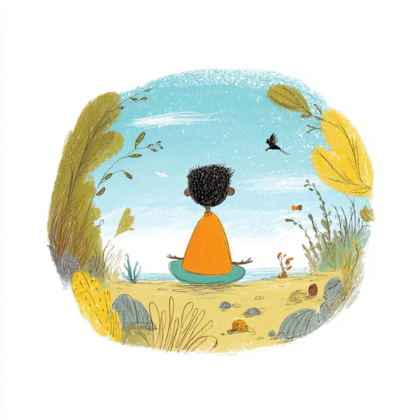 Child on Beach Illustration