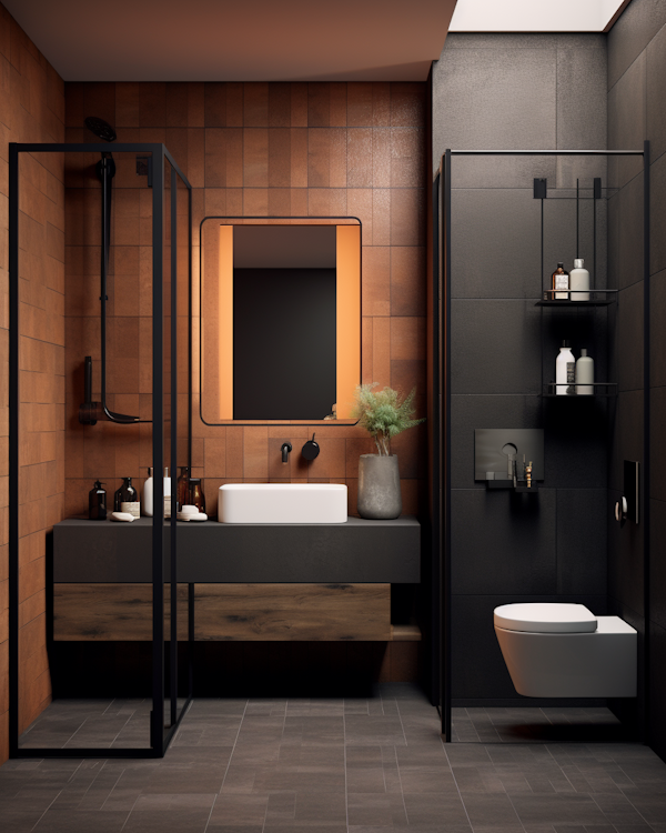 Modern Minimalist Terra Cotta Bathroom