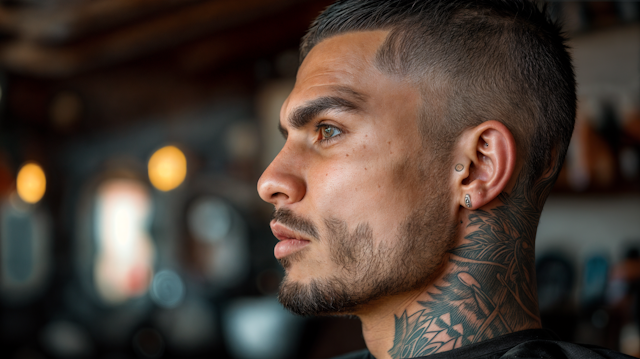 Portrait of a Tattooed Young Man