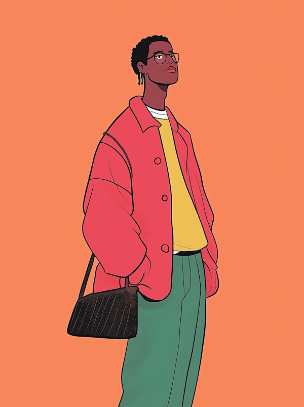 Contemplative Fashion-Forward Man Illustration