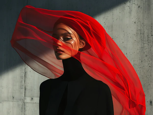 Portrait with Red Fabric