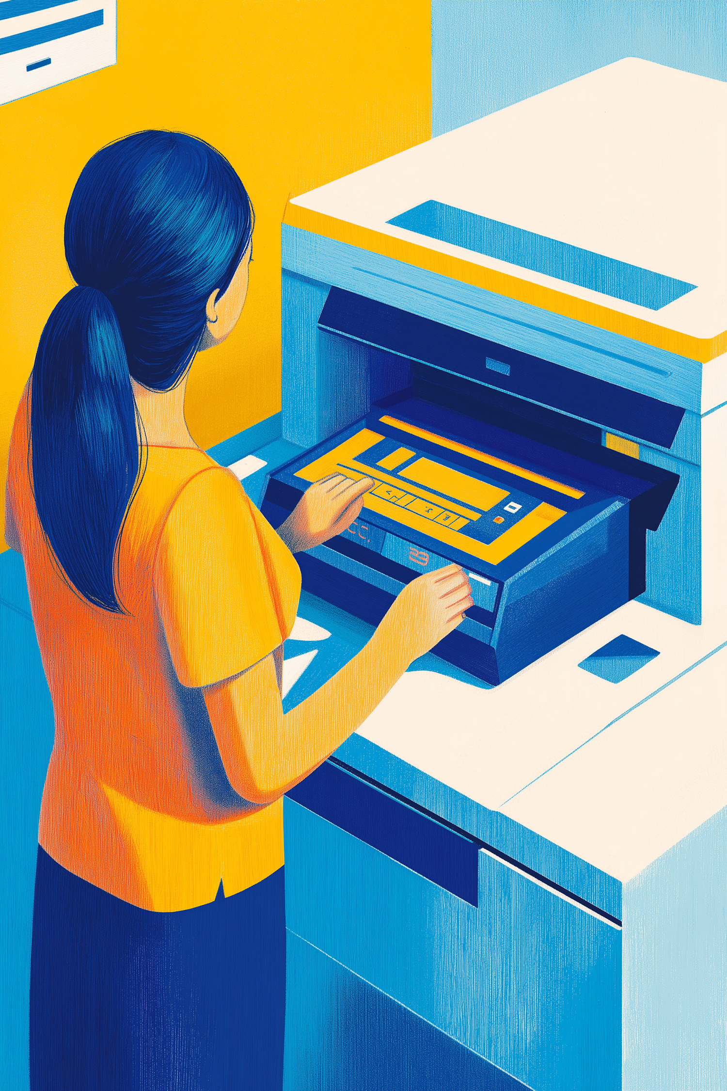 Woman Using Printer