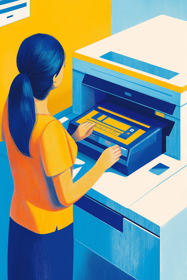 Woman Using Printer