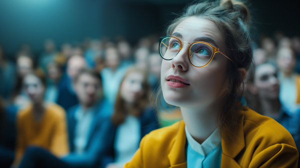 Curious Young Woman at Seminar