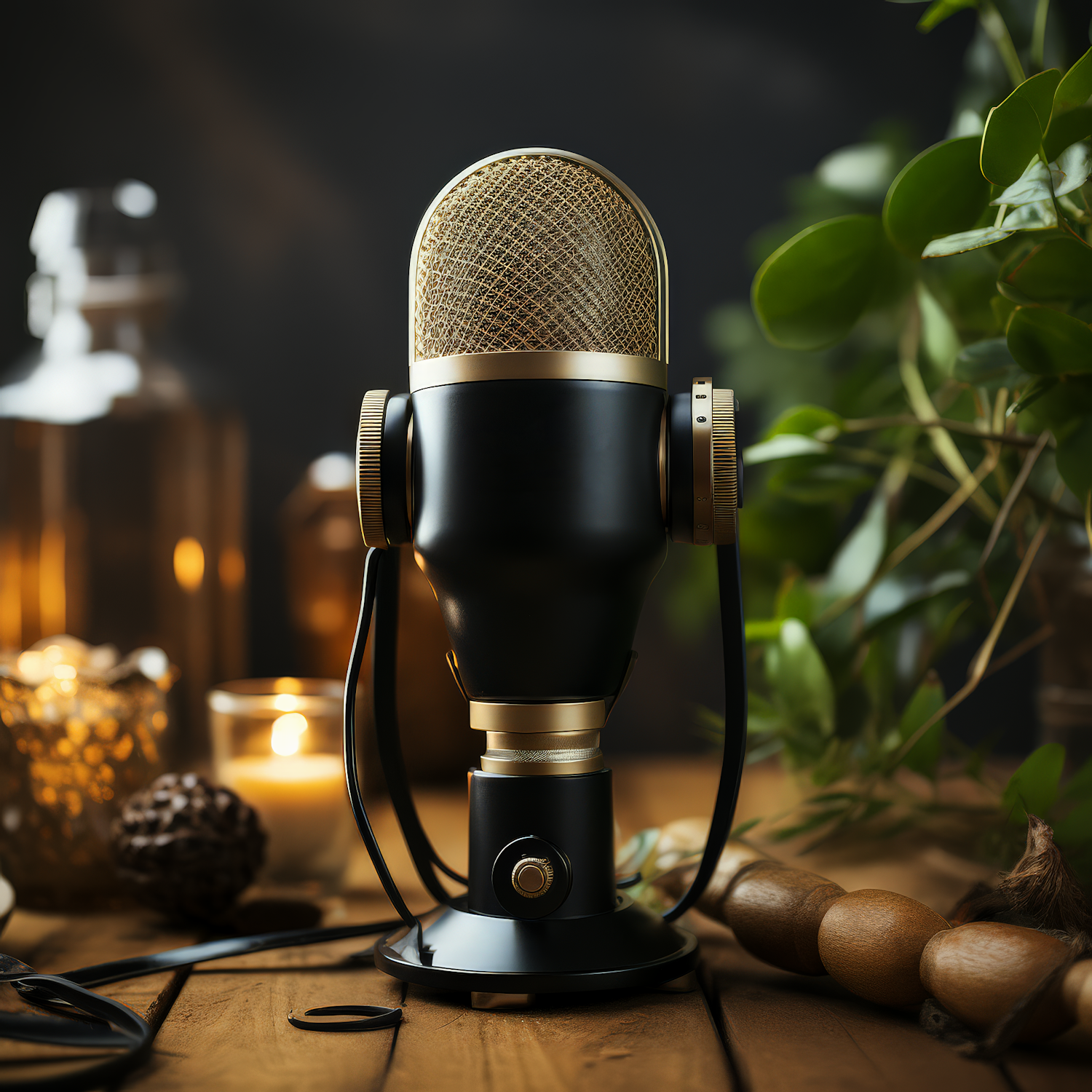 Vintage Microphone in Recording Studio