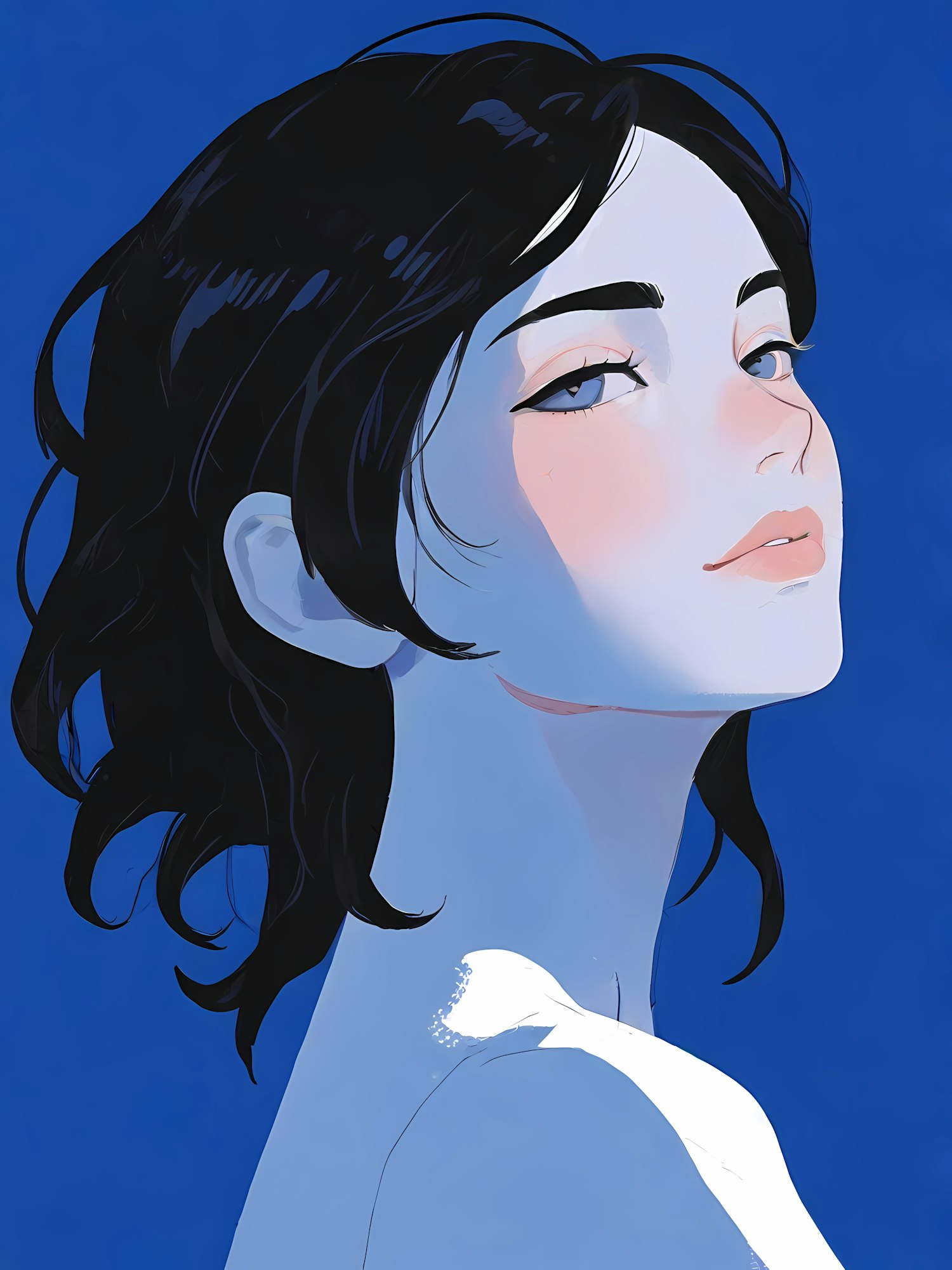 Stylized Portrait on Blue Background