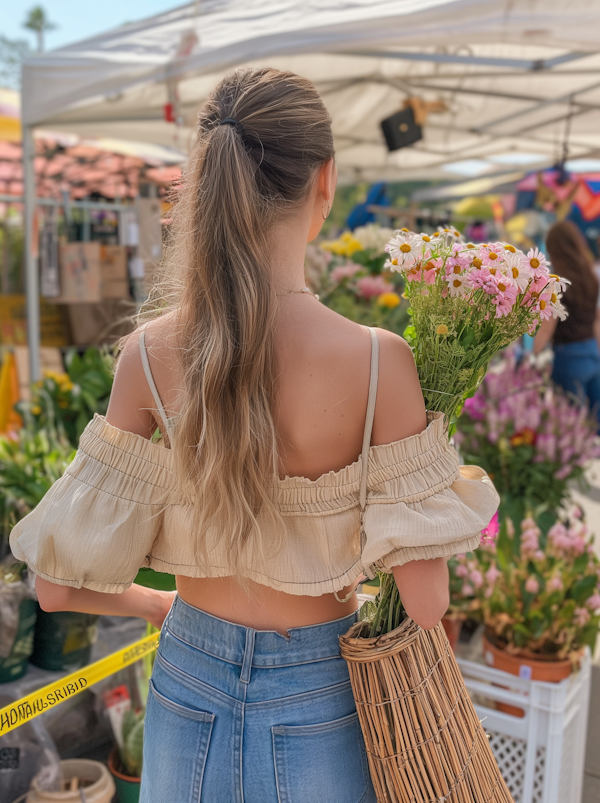 Young Woman at Flower Market