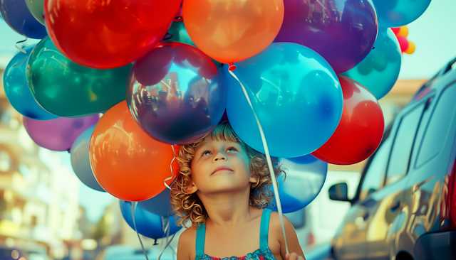 Child Among Balloons