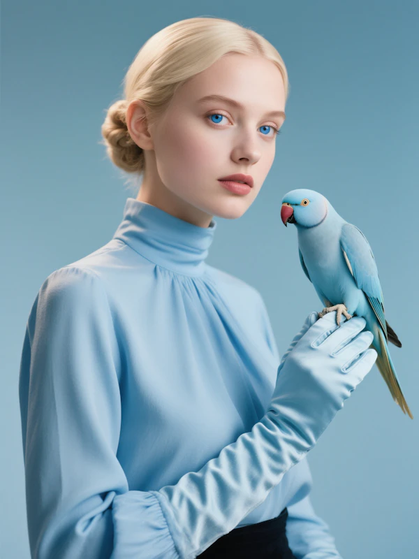 Woman with Blue Parrot