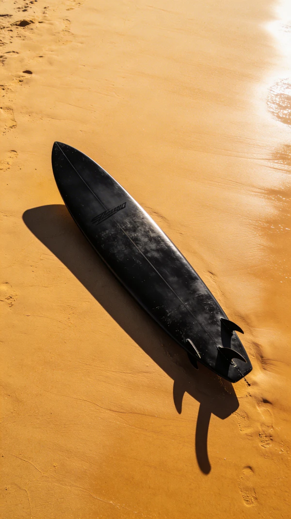 Surfboard on Sandy Beach