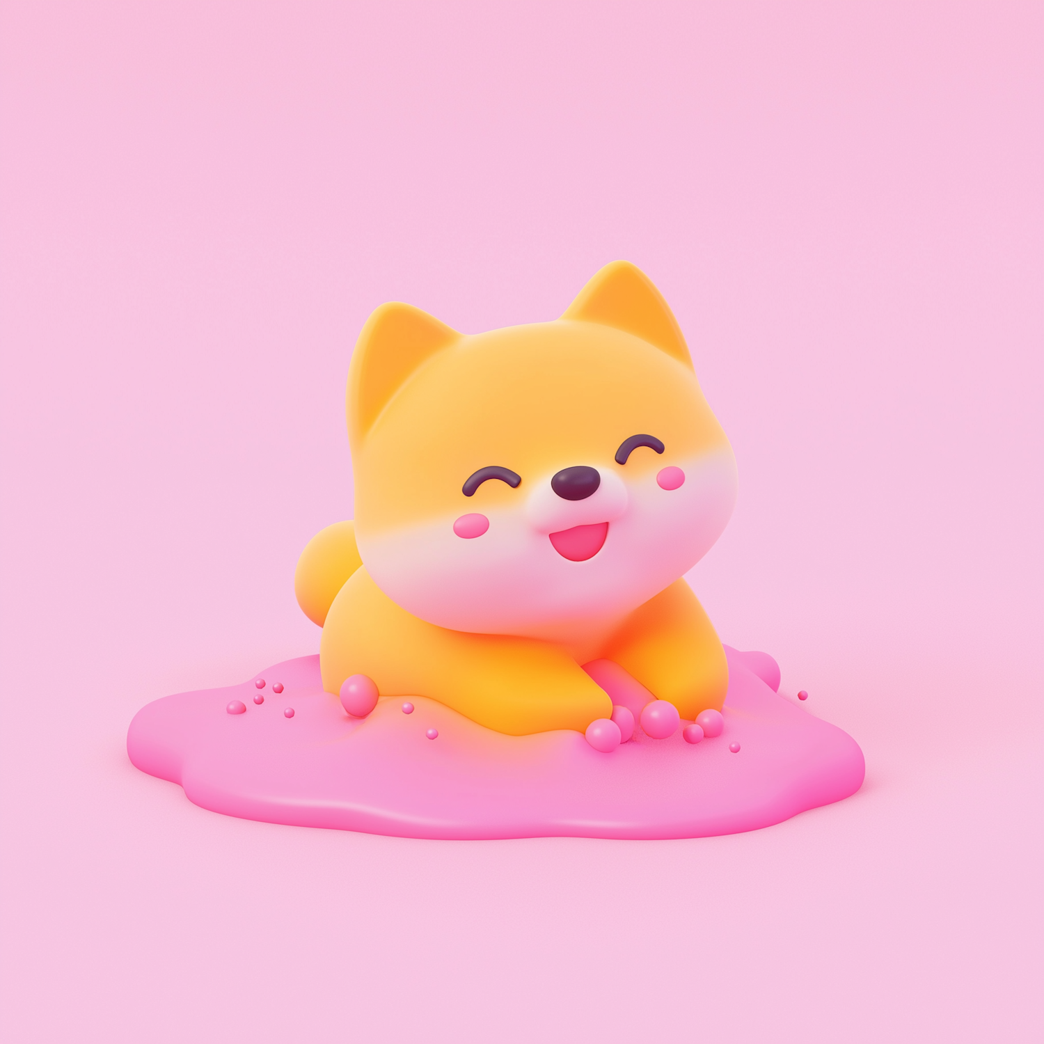 Cheerful Yellow Cartoon Shiba Inu Dog