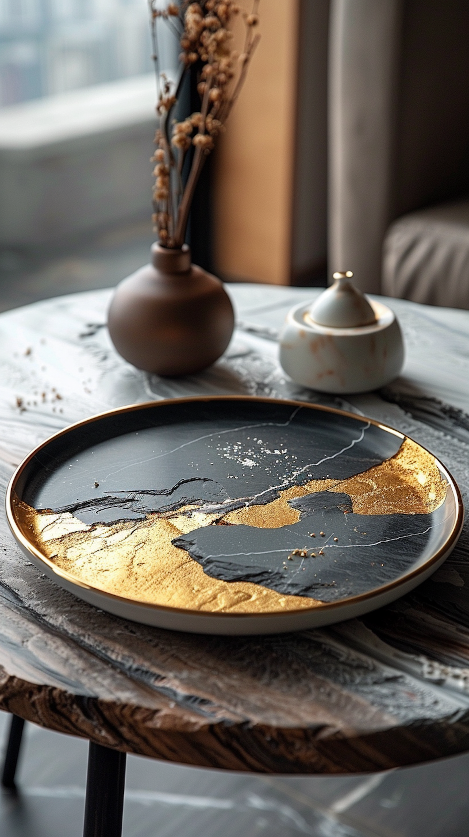 Artistic Kintsugi Plate Display