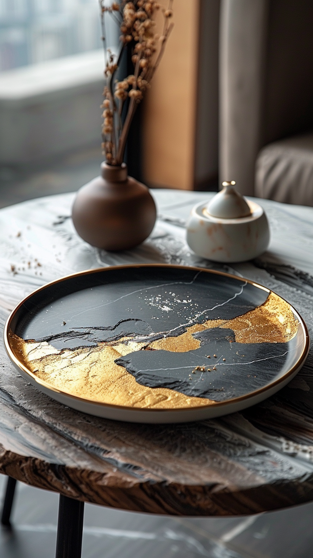 Artistic Kintsugi Plate Display