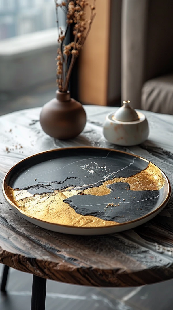 Artistic Kintsugi Plate Display