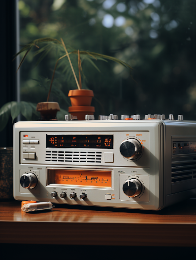 Retro Radiance: Vintage Receiver and Harmony with Nature