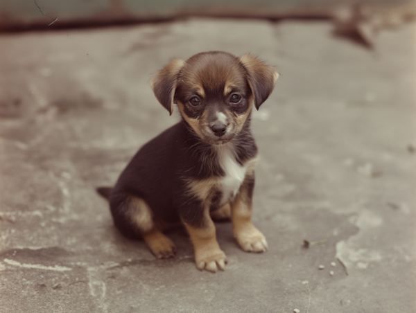 Tricolor Puppy with Expressive Eyes
