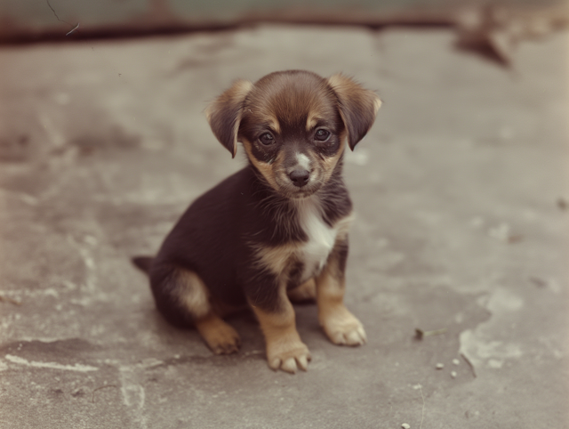 Tricolor Puppy with Expressive Eyes