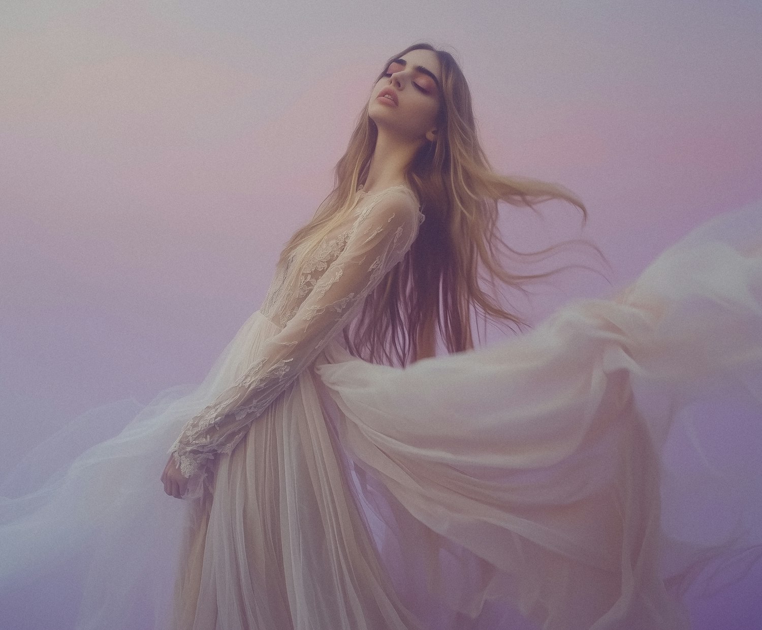 Ethereal Woman in Dreamlike Scene