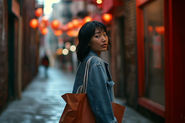 Thoughtful Urban Chic in Lantern-Lit Alley