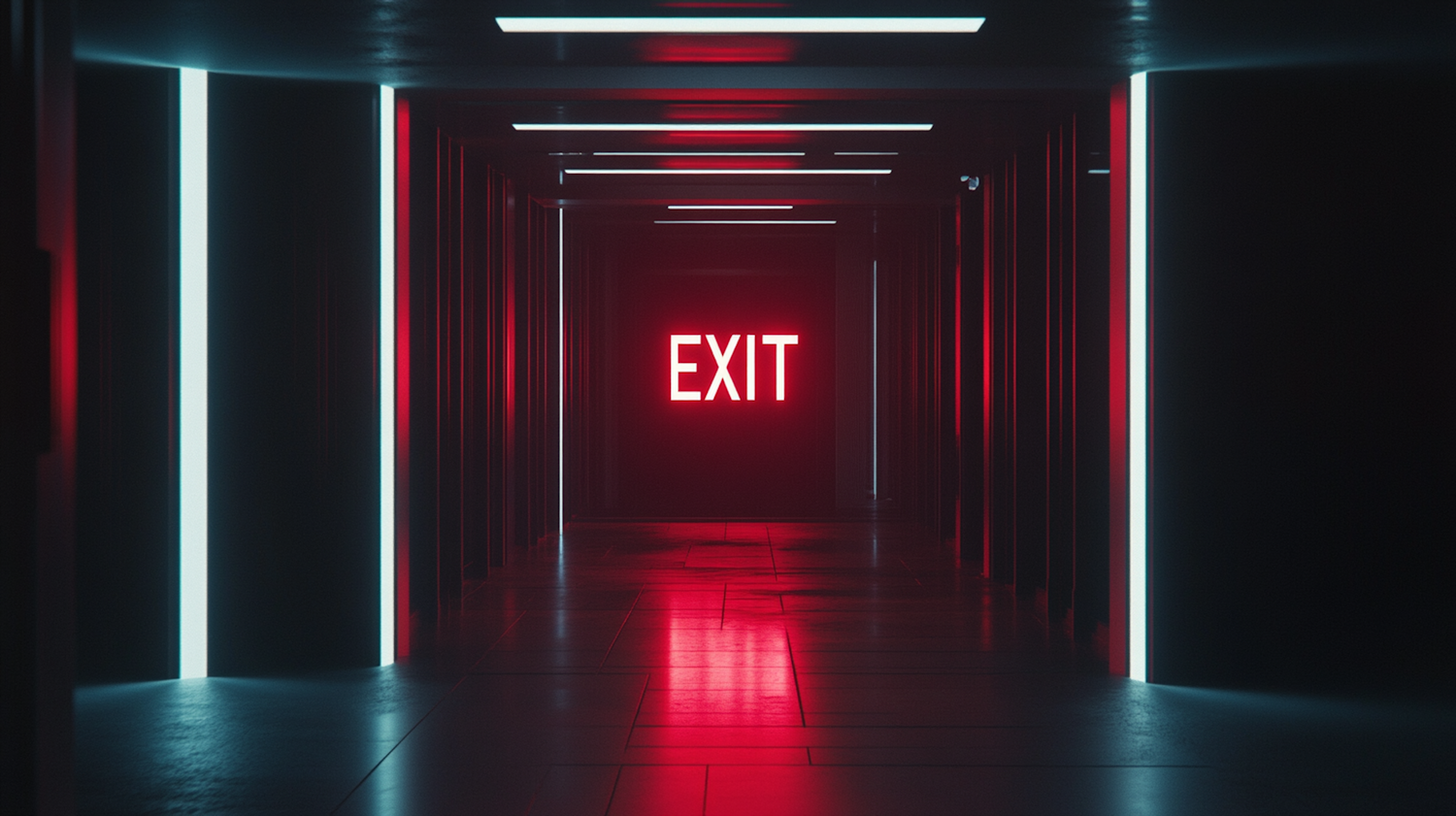 Futuristic Corridor with Exit Sign