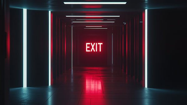 Futuristic Corridor with Exit Sign