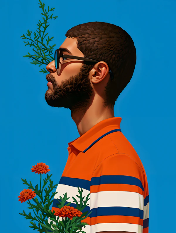 Stylized Man with Flora