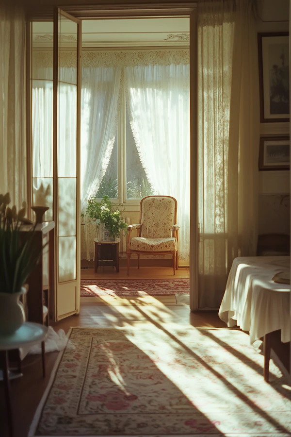 Serene Interior with Vintage Armchair