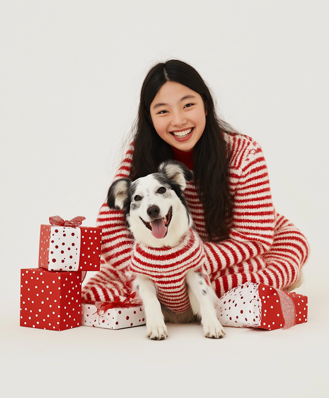 Festive Woman and Dog