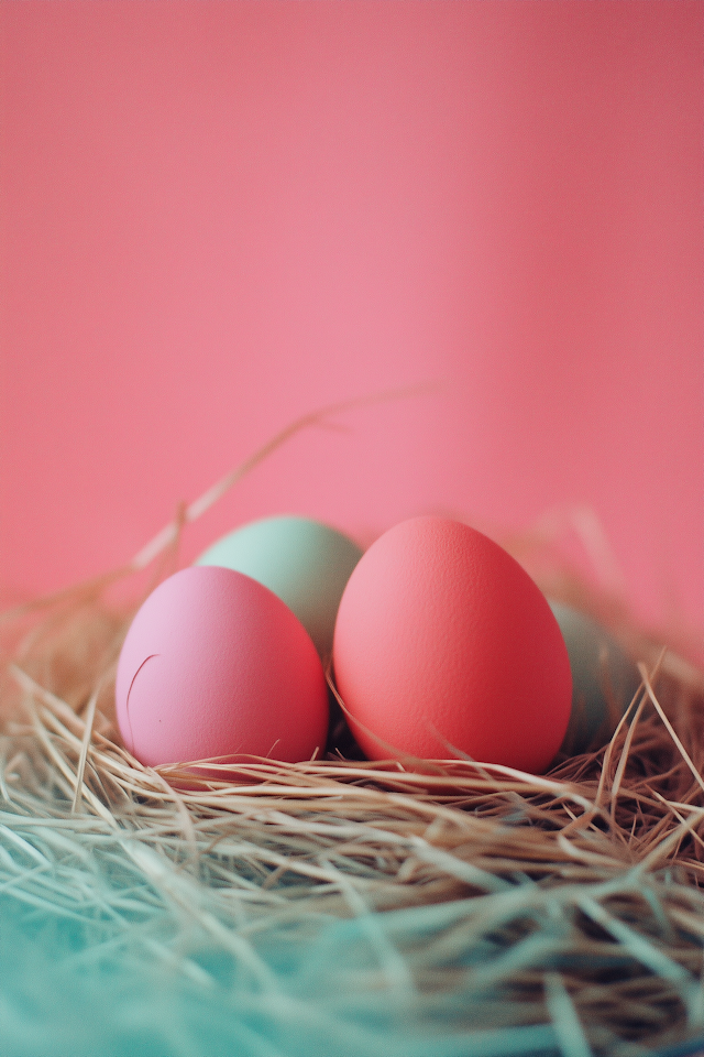 Pastel Eggs in Nest