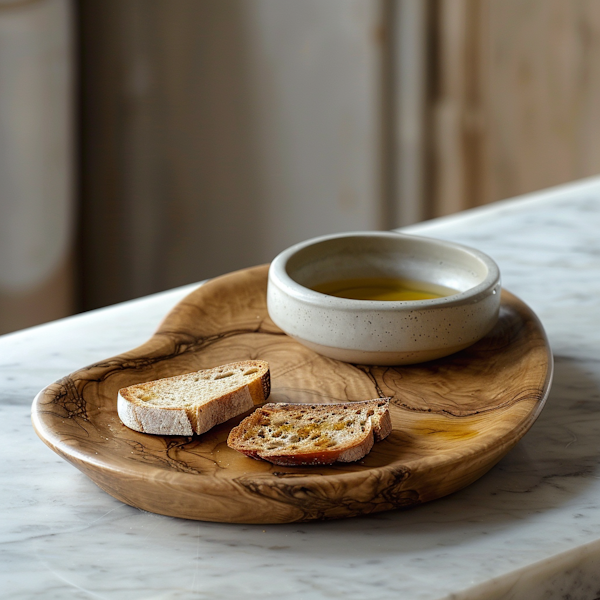 Rustic Bread and Olive Oil Still Life