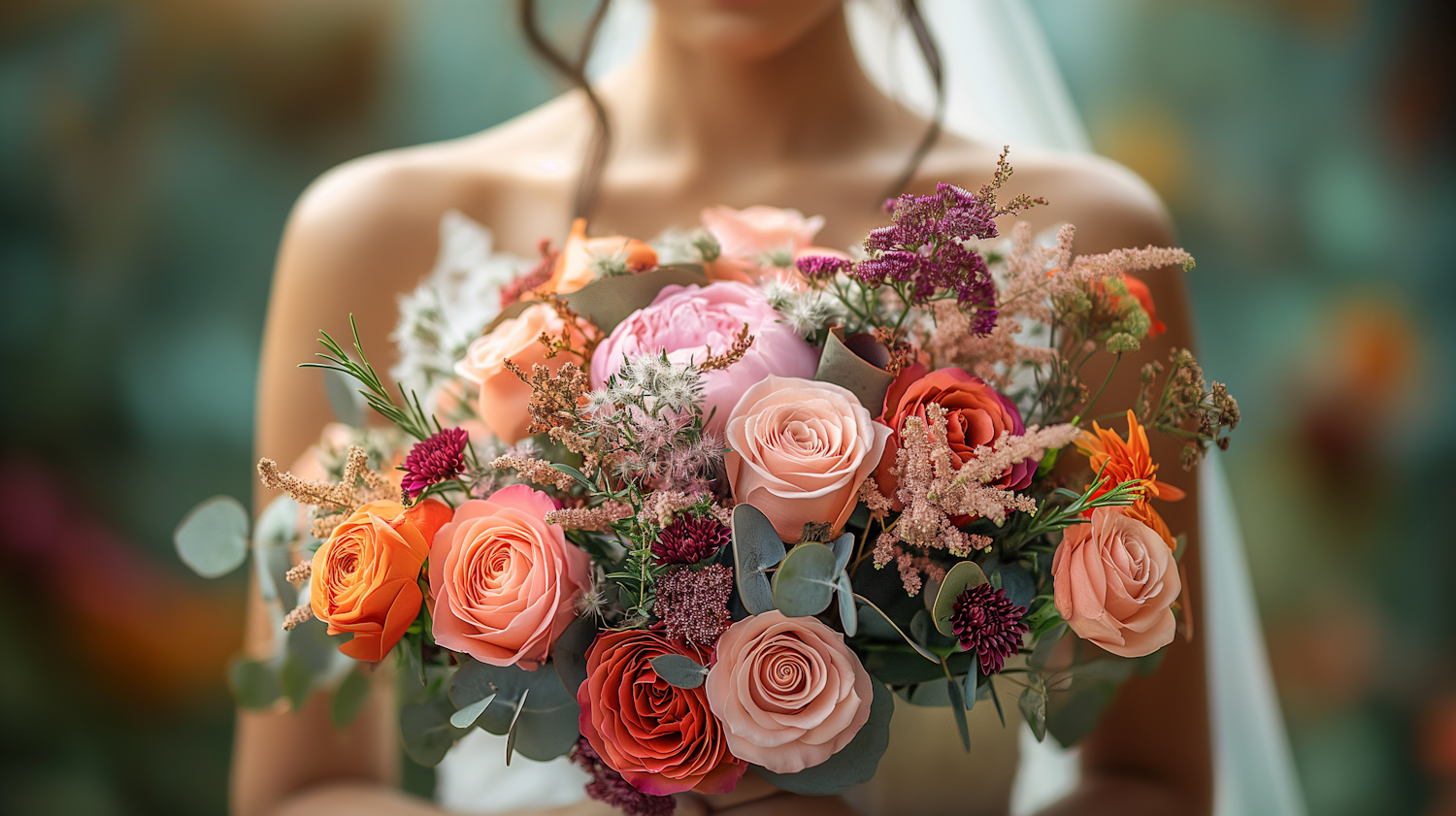 Bride with Colorful Bouquet